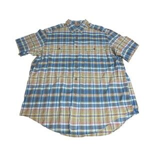 Vintage Polo Ralph Lauren Men's Military Officer GI Shirt Blue/Brown Plaid XXL